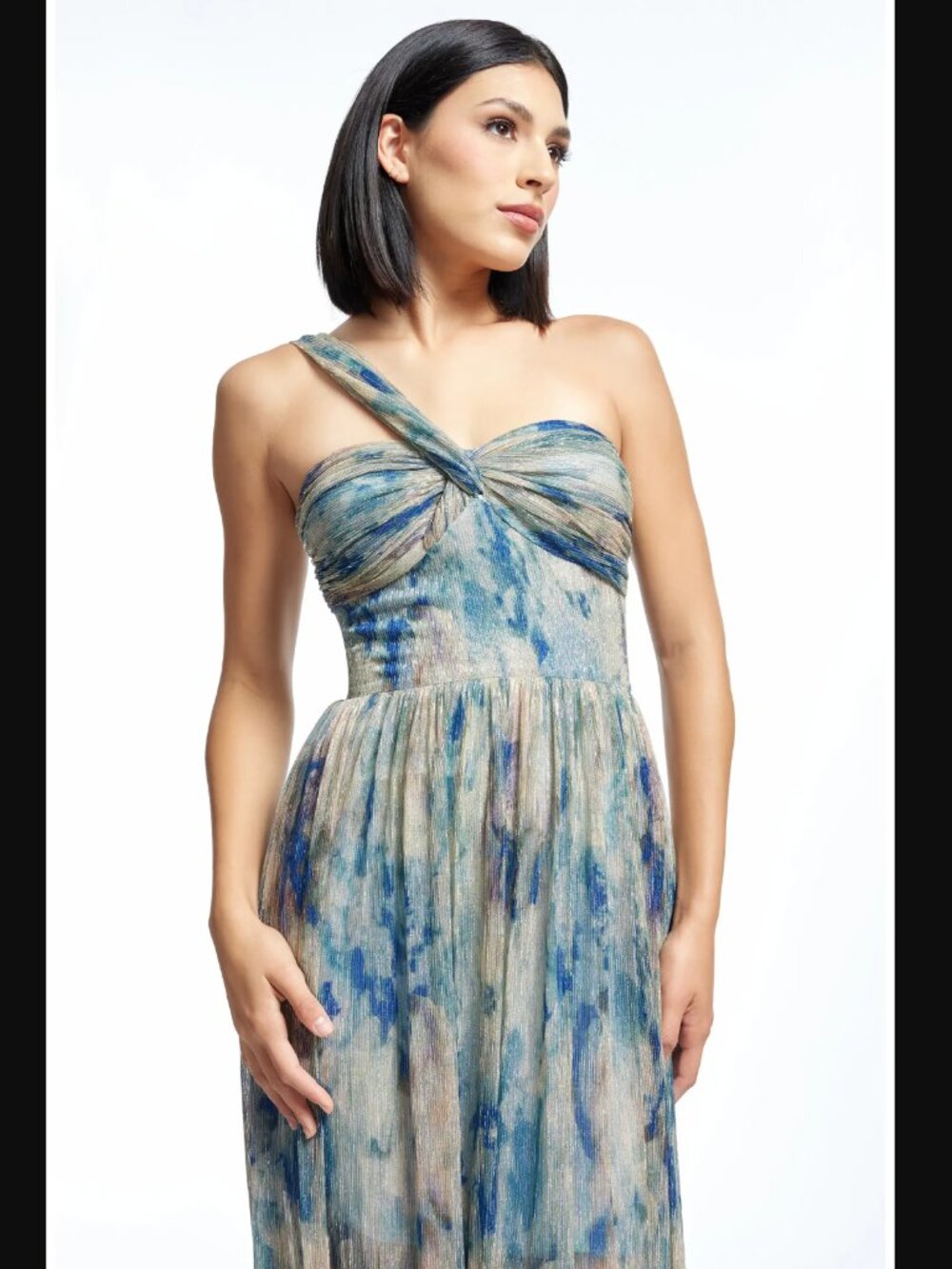 Dress the Population / Metallic Floral Print One-Shoulder Gown / Women's Medium - Picture 4 of 9
